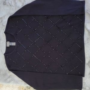 Black LARGE cuddly soft sweater with hand stitched beading